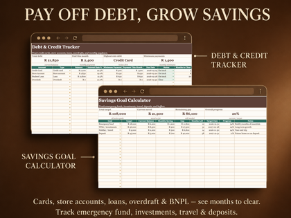 Monthly Money Dashboard for Google Sheets & Excel | Budget, Savings & Debt Tracker