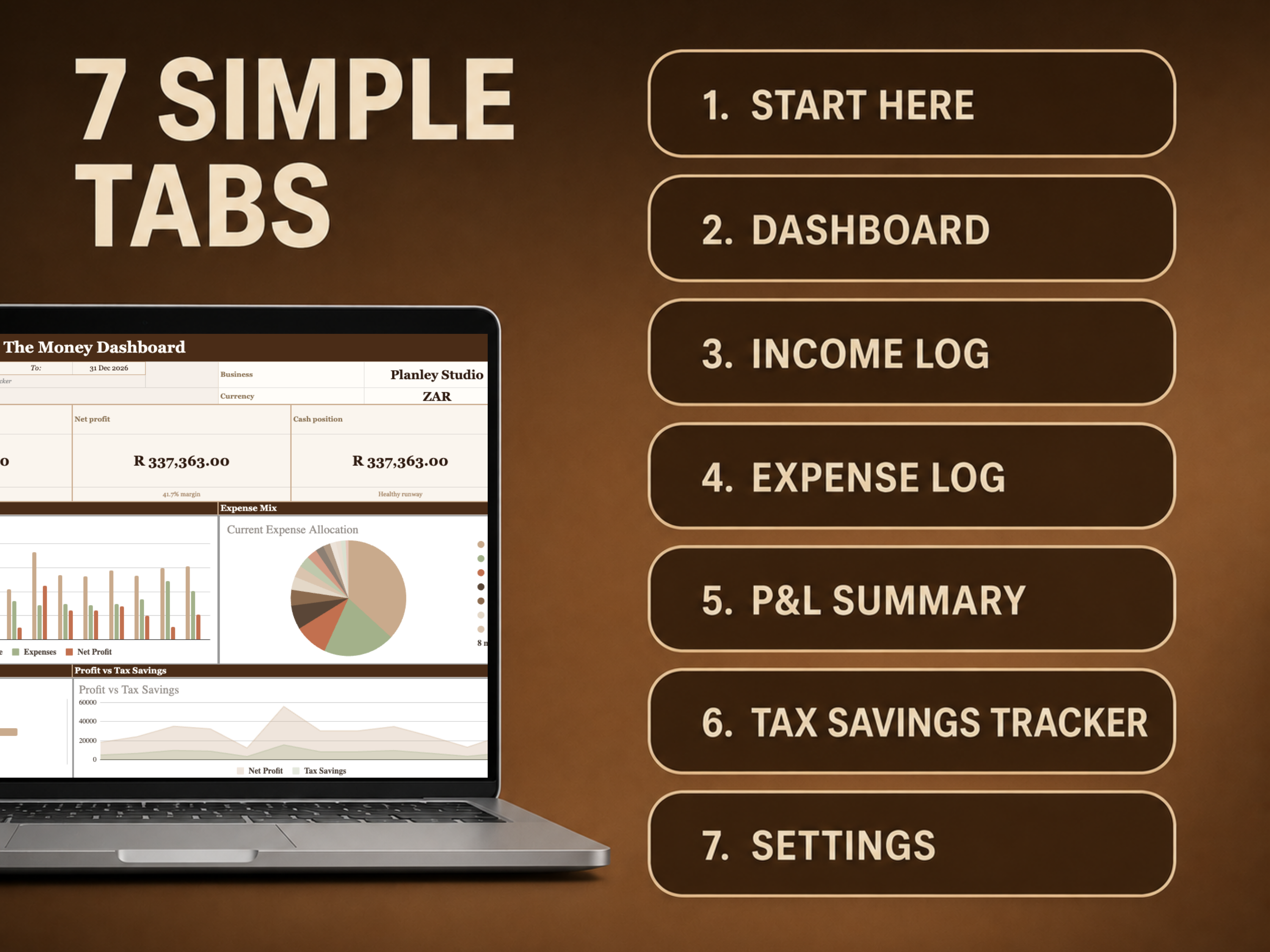 Small Business Bookkeeping Spreadsheet | Income, Expense, Profit & Tax Dashboard for Google Sheets & Excel