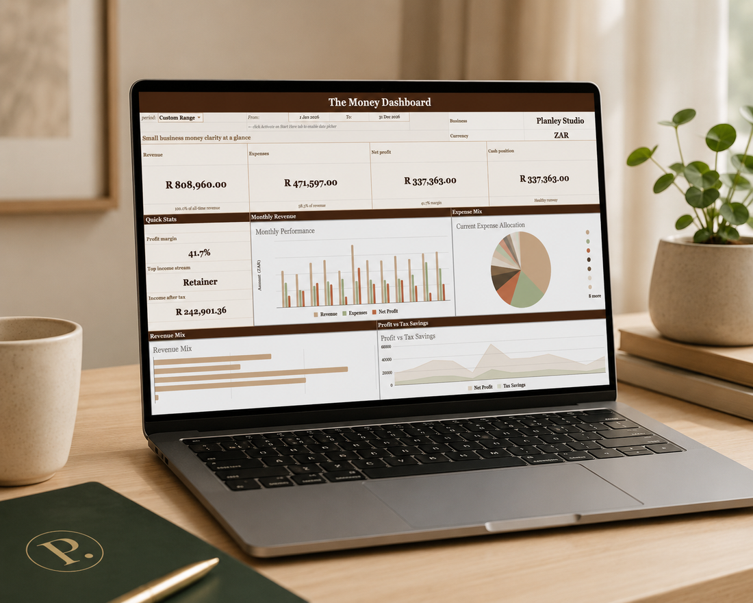 Planley budget dashboard on a laptop